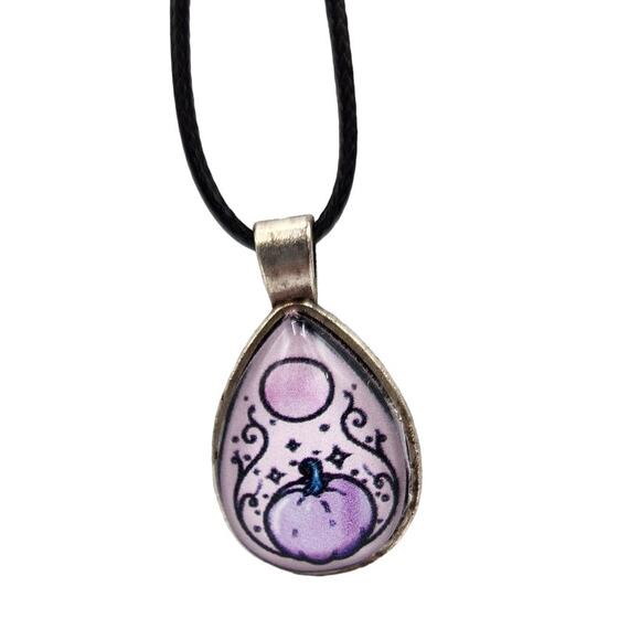 Unbranded Jewelry - NEW Handmade Purple Witchy Pumpkin Halloween Pendant Necklace Keychain Bag Charm